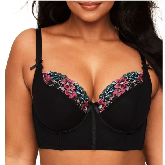 Adore Me Other - Adore Me Black and Pink Floral Lace Bra